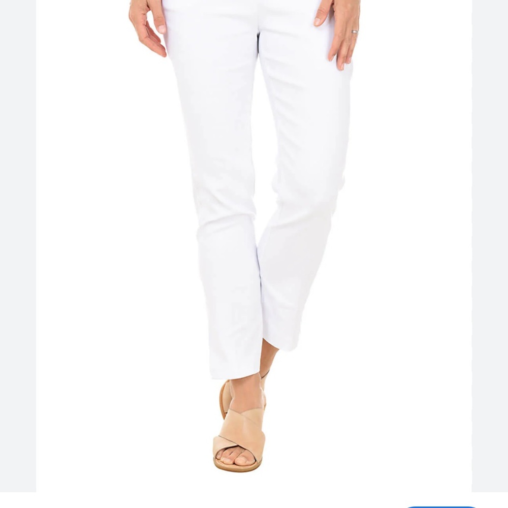 Tribal White Straight Leg Cropped Pull On Pants